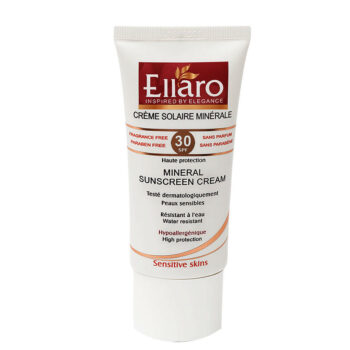 کرم ضد آفتاب مینرال SPF30 مناسب پوست های حساس ۵۰ میلی لیتر الارو Ellaro
