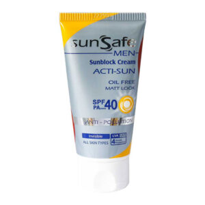 کرم ضد آفتاب فاقد چربی spf40 آقایان مناسب برای انواع پوست 50 گرم سان سیف Sunsafe