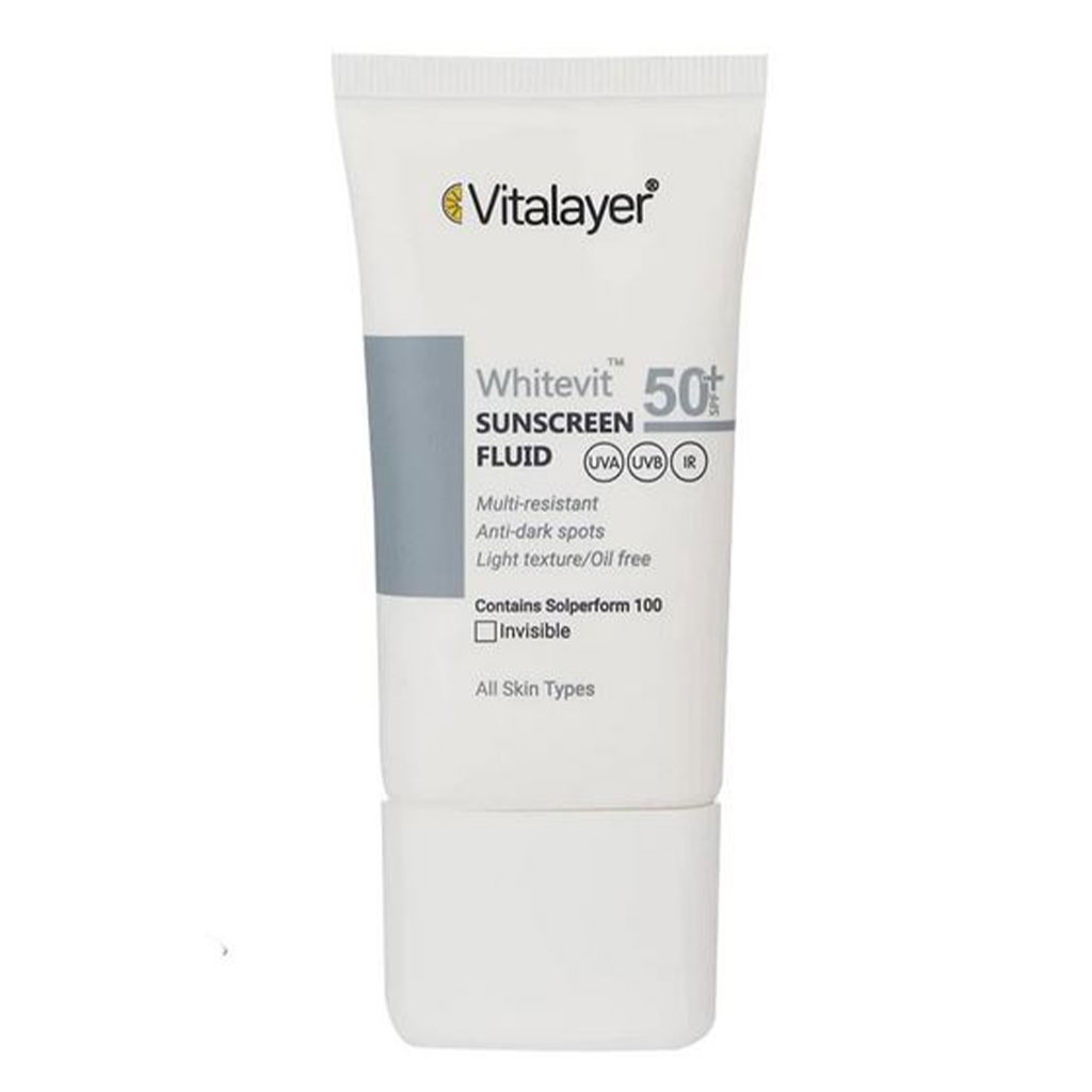 فلوئید ضدآفتاب ضد لک SPF50 وایت ویت 50 میلی لیتر ویتالیر Vitalayer