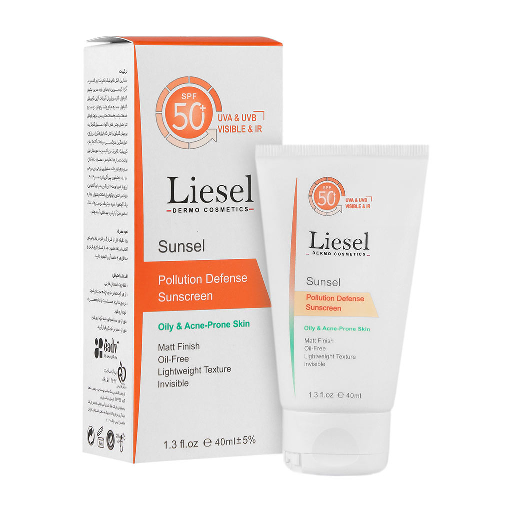 کرم ضدآفتاب بی رنگ SPF50 پوست چرب و مستعد آکنه سانسل 40میلی لیتر لایسل Liesel