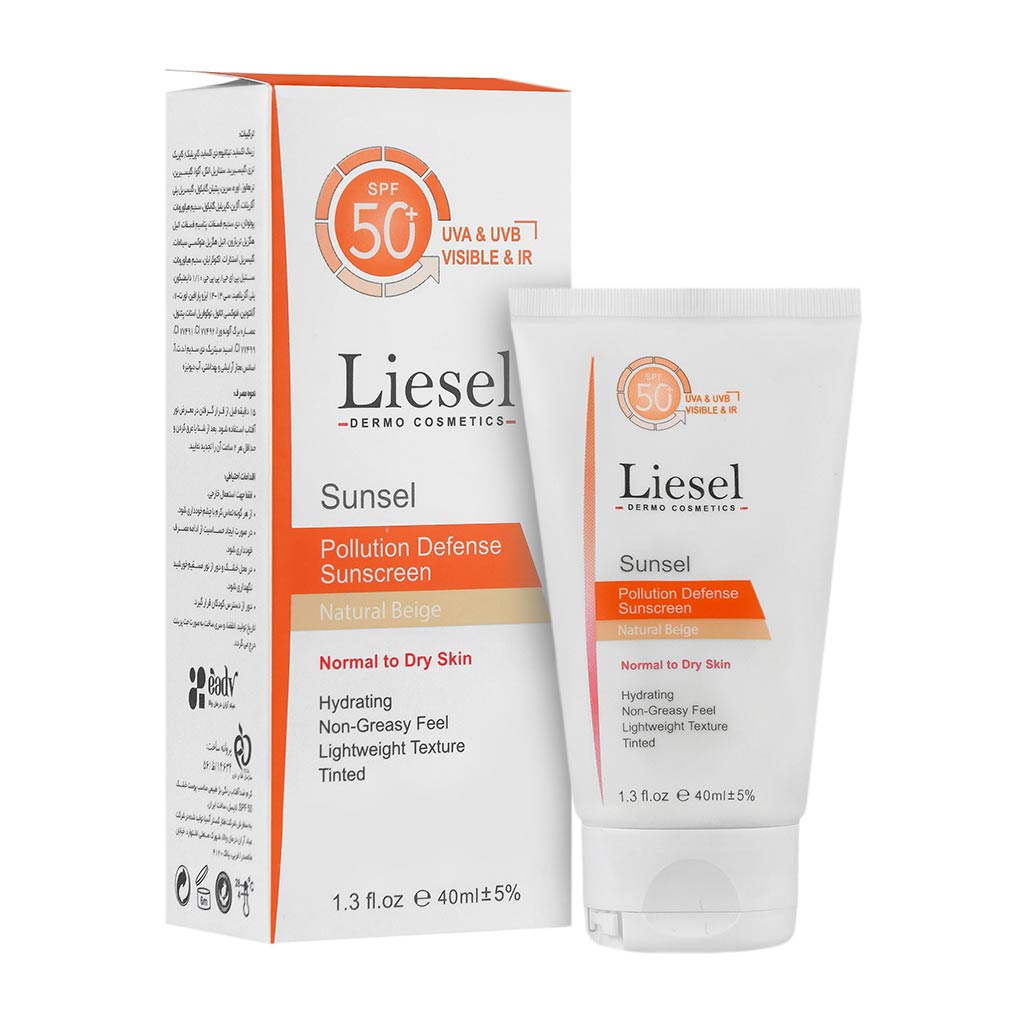 کرم ضدآفتاب رنگی SPF50 پوست نرمال تا خشک بژ طبیعی سانسل 40میلی لیتر لایسل Liesel