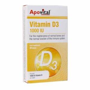 قرص ویتامین D3 1000 واحد تعداد 30 عدد آپوویتال Apovital