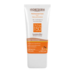 ضد آفتاب رنگی فاقد چربی SPF50 مناسب پوست های چرب و آکنه دار 50 میلی لیتر هیدرودرم Hydroderm