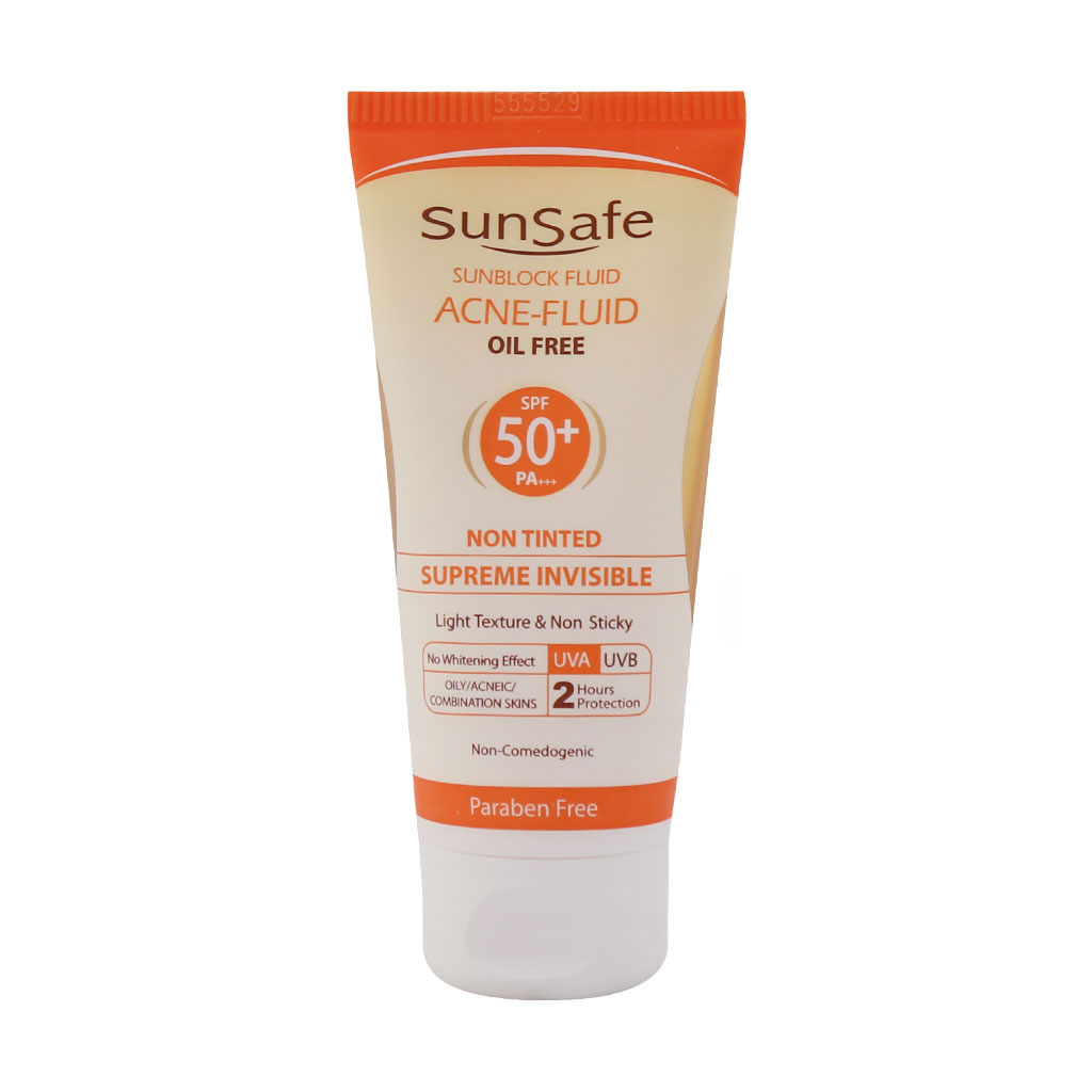 فلوئید ضد آفتاب فاقد چربی SPF50 مناسب پوست آکنه دار و چرب 50 میلی لیتر سان سیف Sun Safe