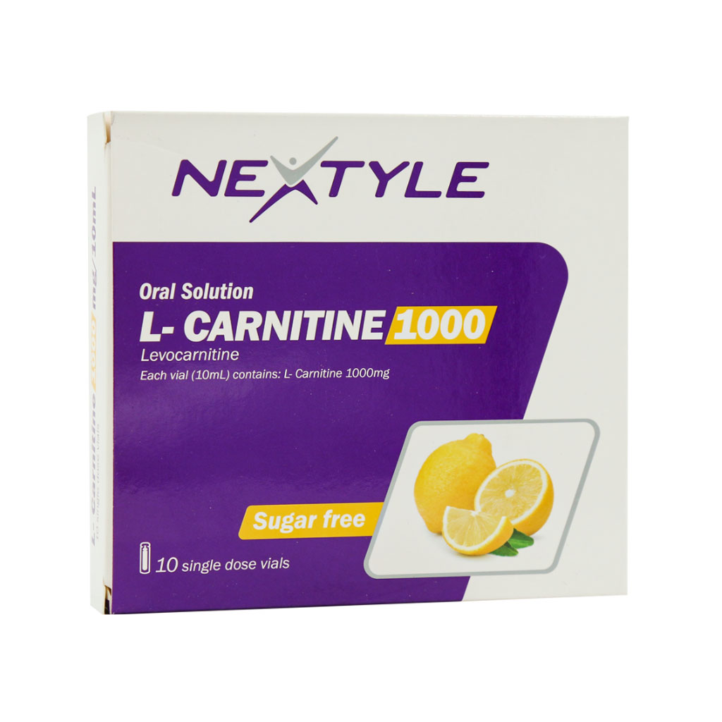 ویال خوراکی ال - کارنتین 1000 لیمویی 10 عدد نکستایل Nextyle