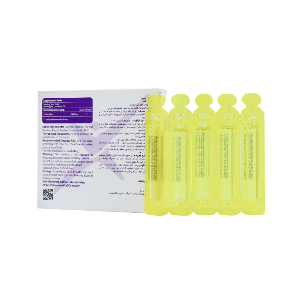 ویال خوراکی ال - کارنتین 1000 لیمویی 10 عدد نکستایل Nextyle