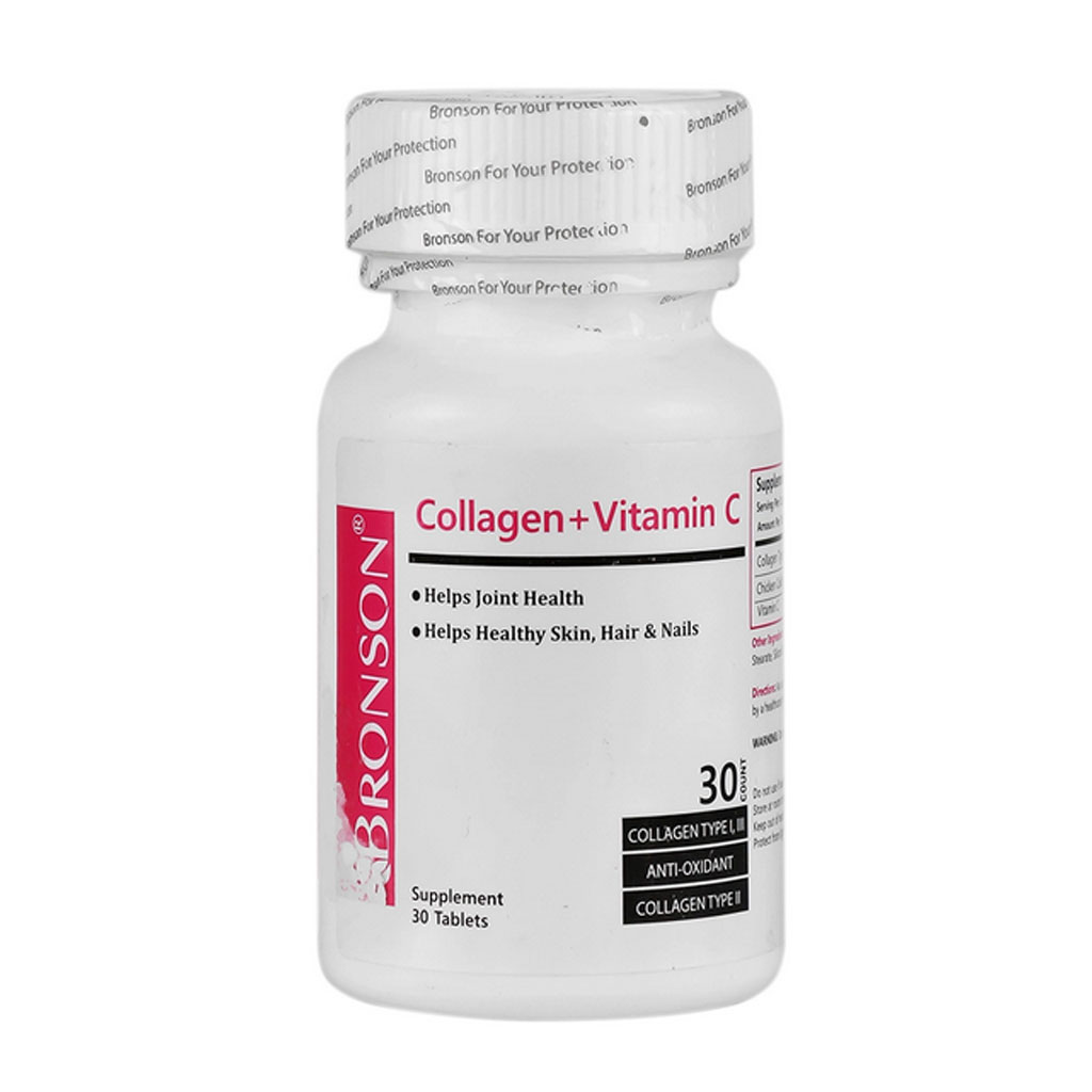قرص کلاژن پلاس ویتامین سی 30 عدد برونسون Bronson