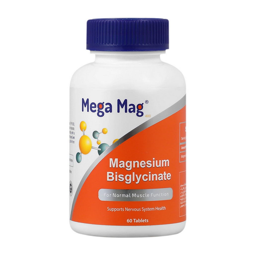 قرص منیزیم بیس گلایسینات 400 60 عددی مگامگ Mega Mag