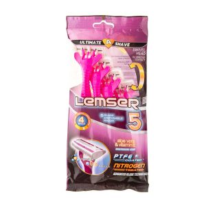 تیغ اصلاح 5 لبه صابون دار 4 عددی لمسر Lemser