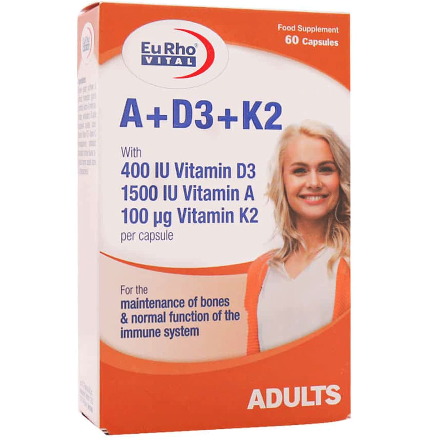 کپسول ویتامین آ د3 و کا2 یوروویتال 60 عدد