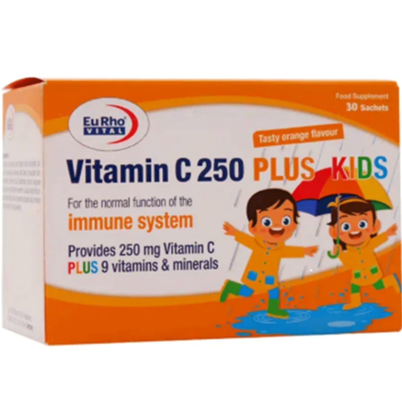 ساشه ویتامین C 250 میلی گرم پلاس کیدز یوروویتال 30 عدد